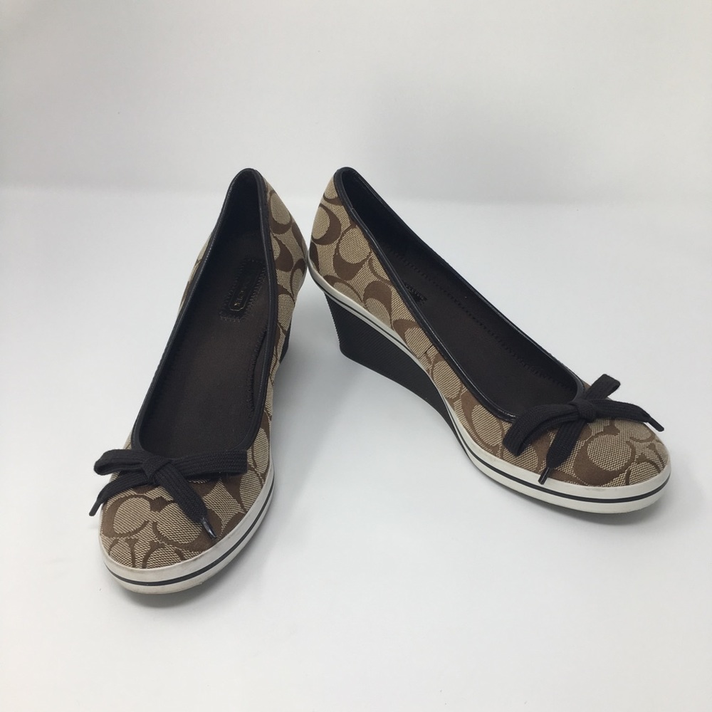 COACH TENNIS SHOE WEDGES w/SHOESTRING BOWS